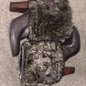 Nine West Brown Fur Ankle Booties
